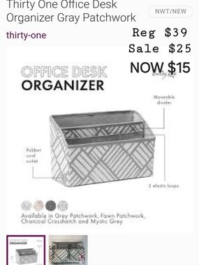 thirty-one Gray Patchwork Desk Organizer Caddy